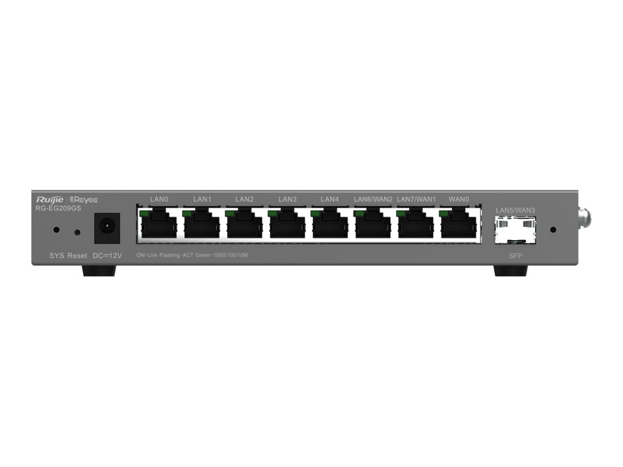 Router Ruijie RG-EG209GS, Router Ruijie RG-EG209GS – 8 cổng GE + 1 SFP, 4 WAN, 200 người dùng