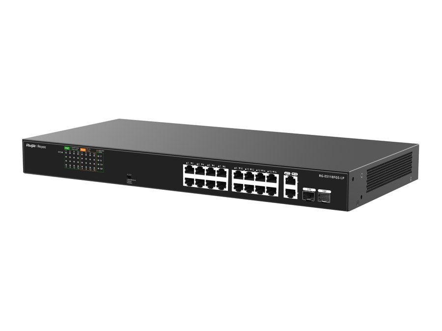 Switch Ruijie RG-ES118FGS-LP, Switch Ruijie RG-ES118FGS-LP 16 PoE+ 120 W, 2 combo gigabit