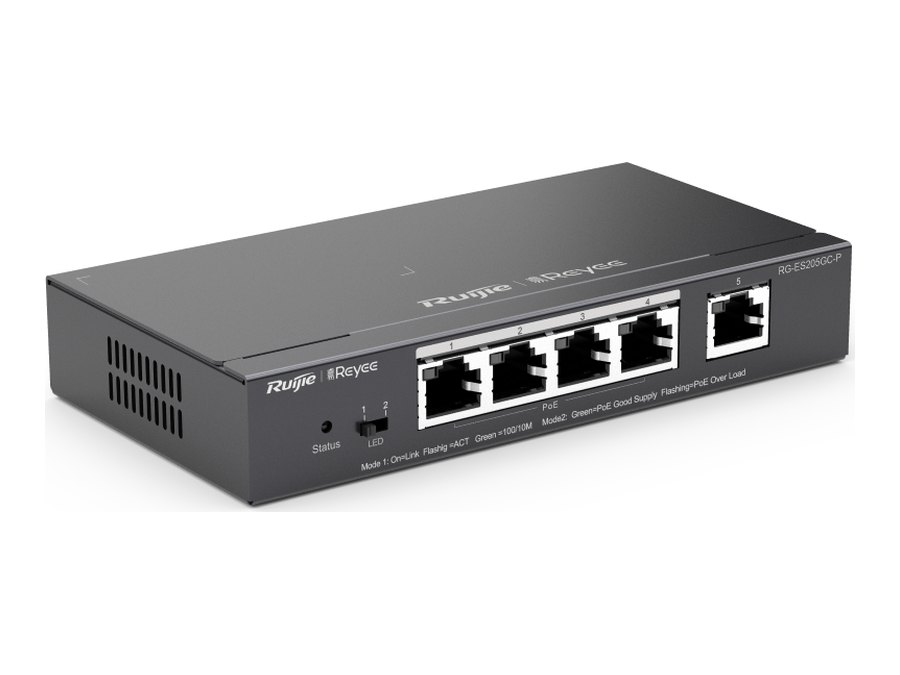 Switch Ruijie RG-ES205GC-P, RG-ES205GC-P Ruijie – switch PoE 5 port gigabit, 4 PoE+, 54 W