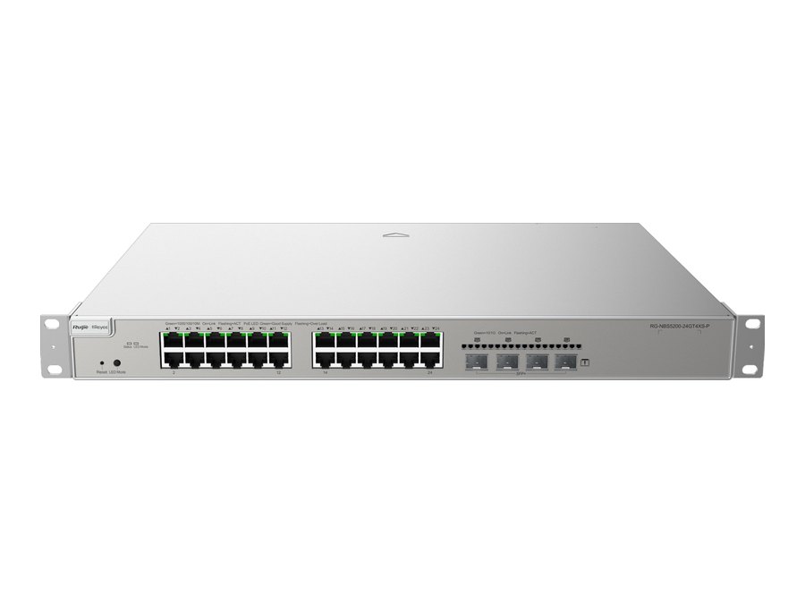 Switch Ruijie RG-NBS5200-24GT4XS-P, Switch Layer 3 PoE Ruijie 24 cổng 370 W, 4 SFP+ – RG-NBS5200-24GT4XS-P