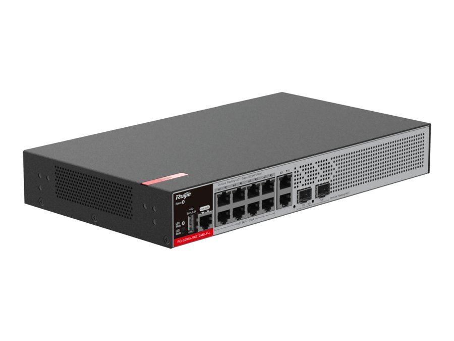 Switch Ruijie RG-S2915-10GT2MS-P-L, RG-S2915-10GT2MS-P-L – switch Ruijie 10 cổng, PoE+ 125 W, uplink 2.5G