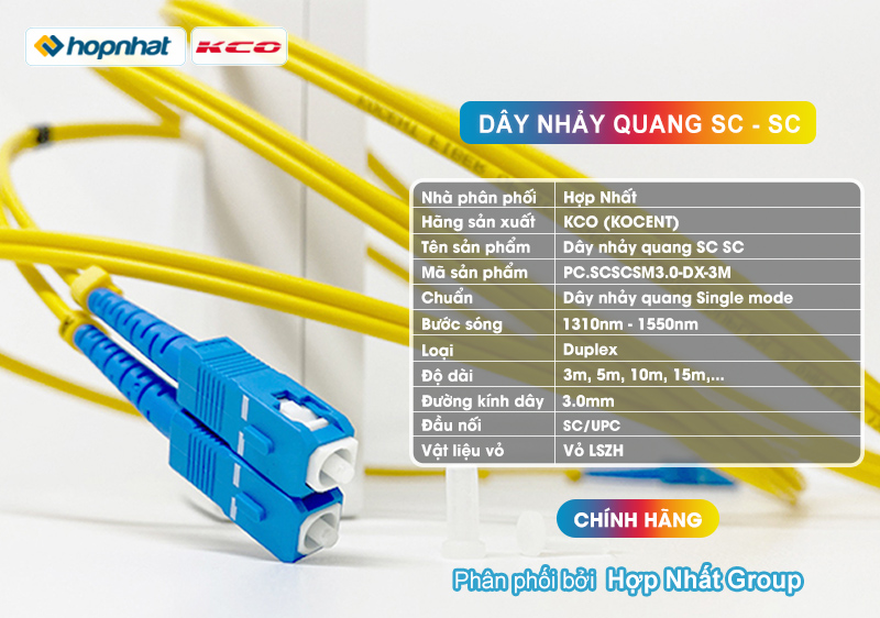 Bảng thông số dây nhảy SC SC Singlemode KCO