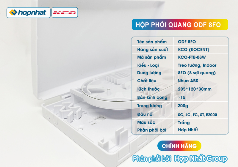 Thông số hộp phối quang ODF 8FO KCO