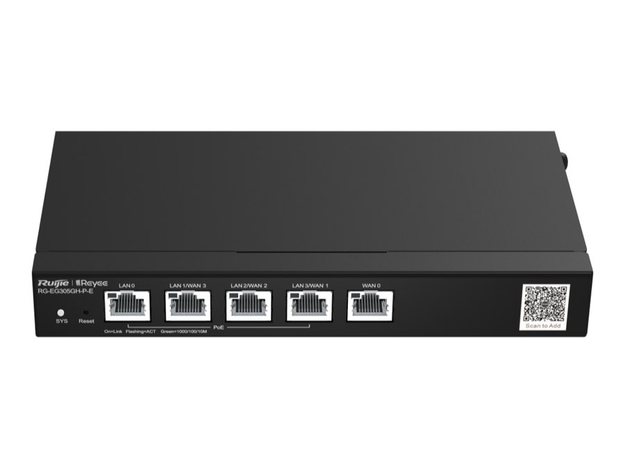 Router RG-EG305GH-P-E nhìn chếch từ trên, ảnh của Ruijie
