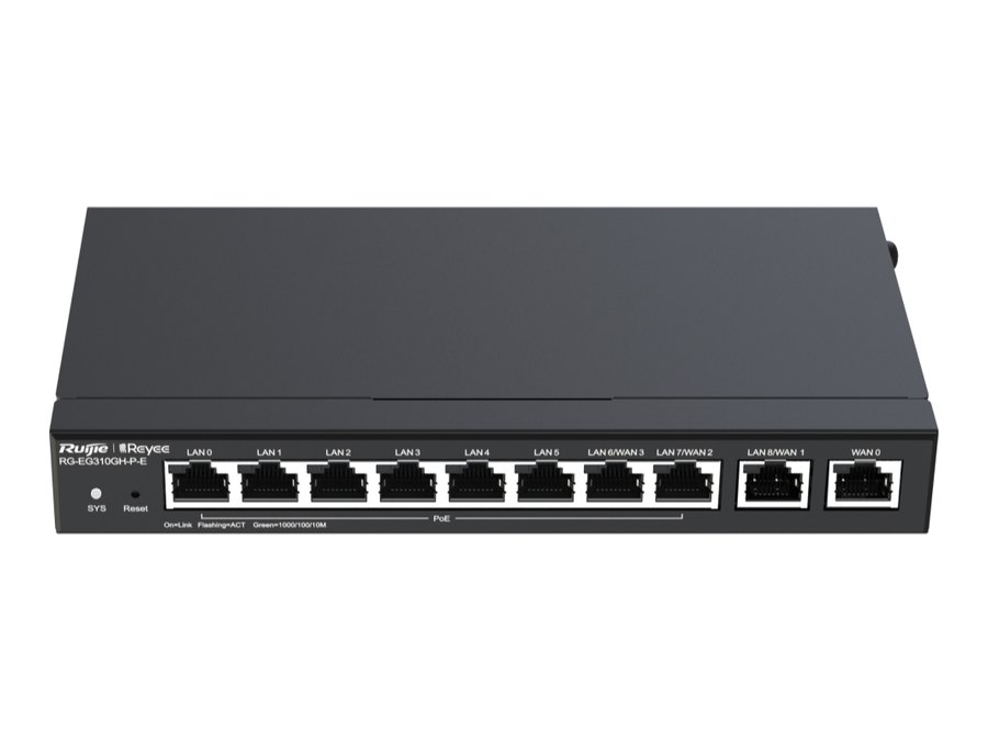 Router RG-EG310GH-P-E nhìn chếch từ trên, ảnh của Ruijie