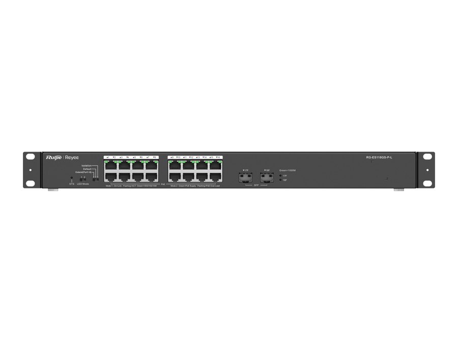 Switch Ruijie RG-ES118GS-P-L, ảnh mặt trước của hãng