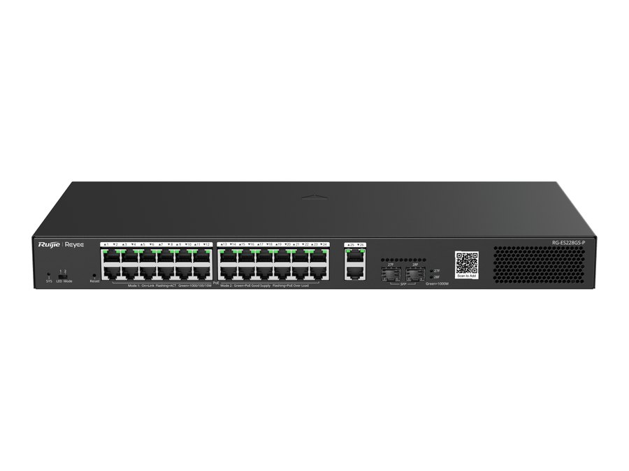 RG-ES228GS-P nhìn chính diện từ trên, ảnh của hãng