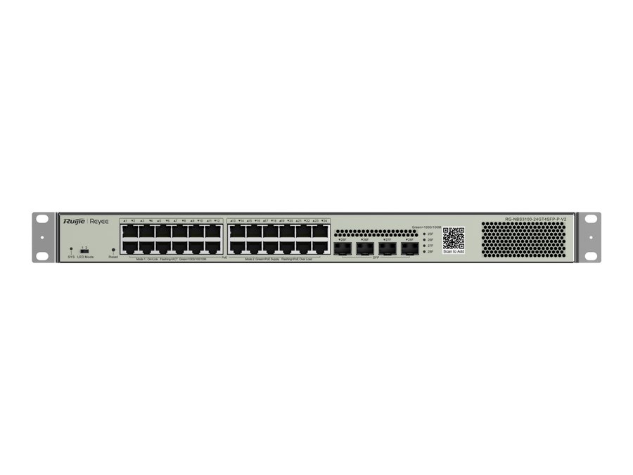 RG-NBS3100-24GT4SFP-P-V2 nhìn thẳng mặt trước, ảnh hãng