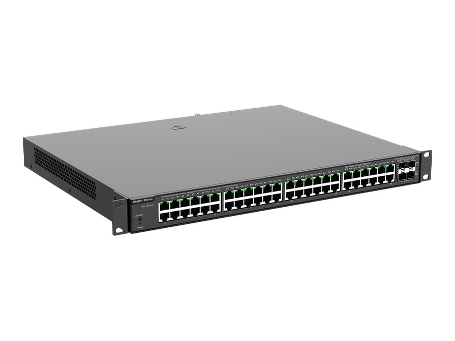 RG-NBS3100-48GT4SFP-P nhìn chếch từ bên phải, ảnh hãng