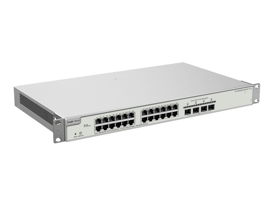 RG-NBS3200-24GT4XS-P-V2 xoay chéo sang trái, ảnh hãng công bố