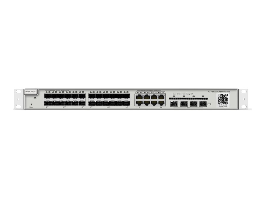 Ảnh mặt trước do Ruijie chụp, mã RG-NBS3200-24SFP/8GT4XS