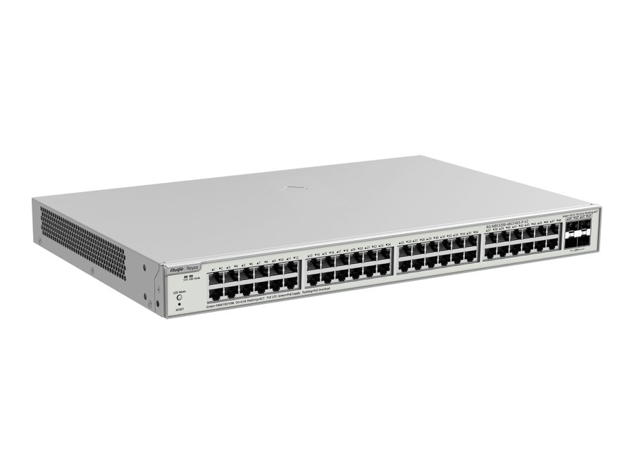 Bản PoE 48 cổng RG-NBS3200-48GT4XS-P-V2 xoay chéo trái, ảnh hãng