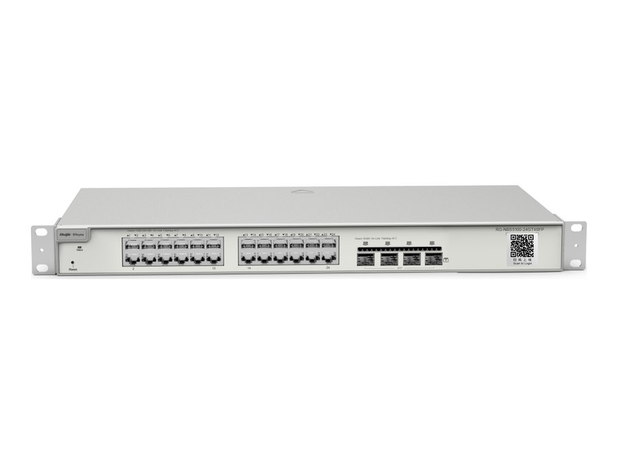 RG-NBS5100-24GT4SFP chụp thẳng mặt trước, ảnh hãng