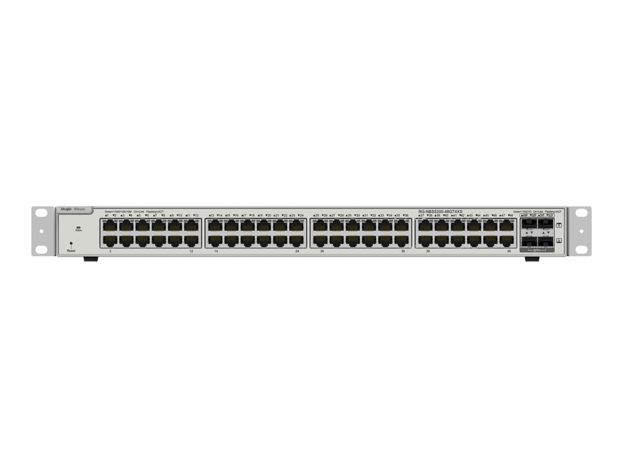 Mặt trước RG-NBS5200-48GT4XS với dãy cổng, ảnh của Ruijie