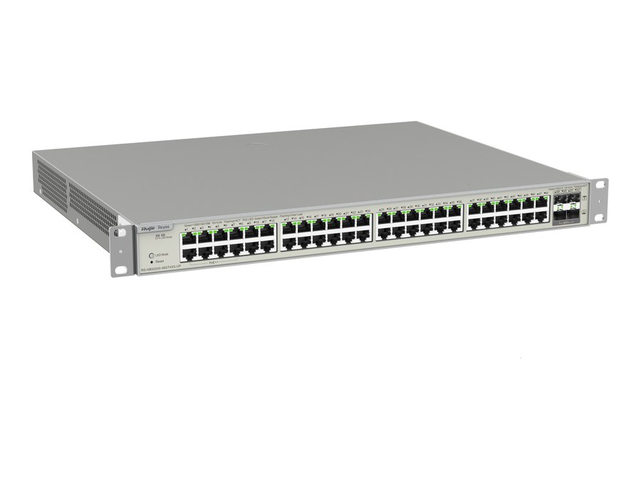 RG-NBS5200-48GT4XS-UP nhìn chếch từ phía phải, ảnh hãng công bố